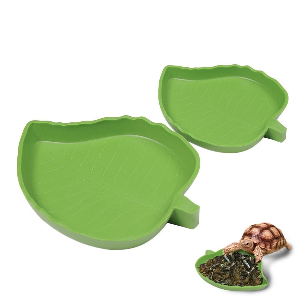 2PCS Leaf Reptile Food Water Bowl Plate Dish for Tortoise Snake Crawl Pet view 9