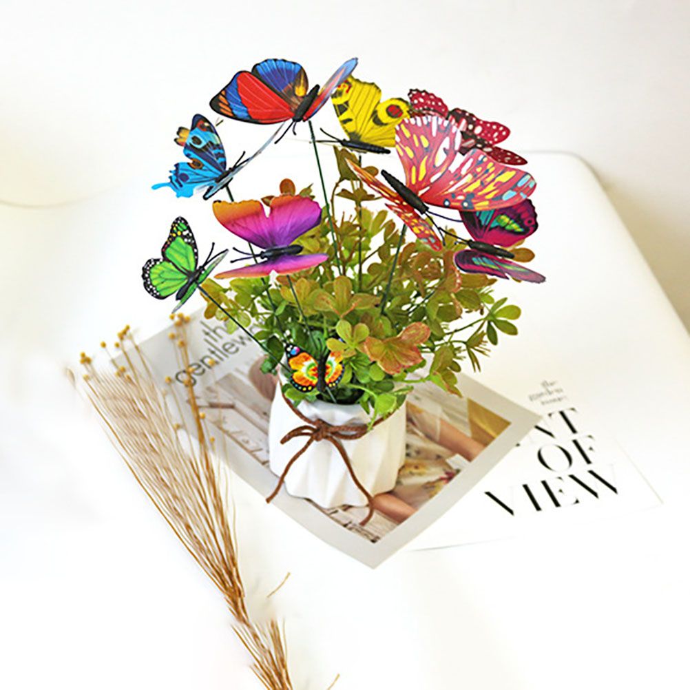 15pcs Simulation Butterfly Insert Colourful Butterfly Plant Inserts Gardening view 3