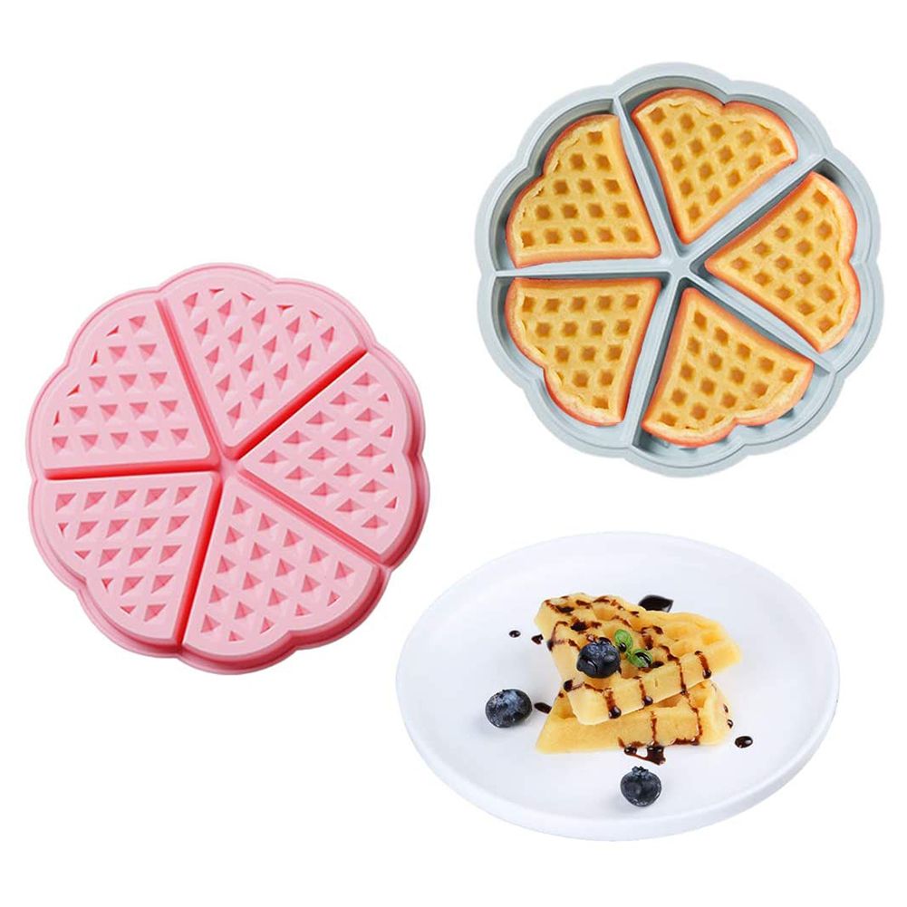 2PCS Silicone Waffle Mold 5 Cavity Heart Shaped Cake Muffin Pancake Mold for view 2