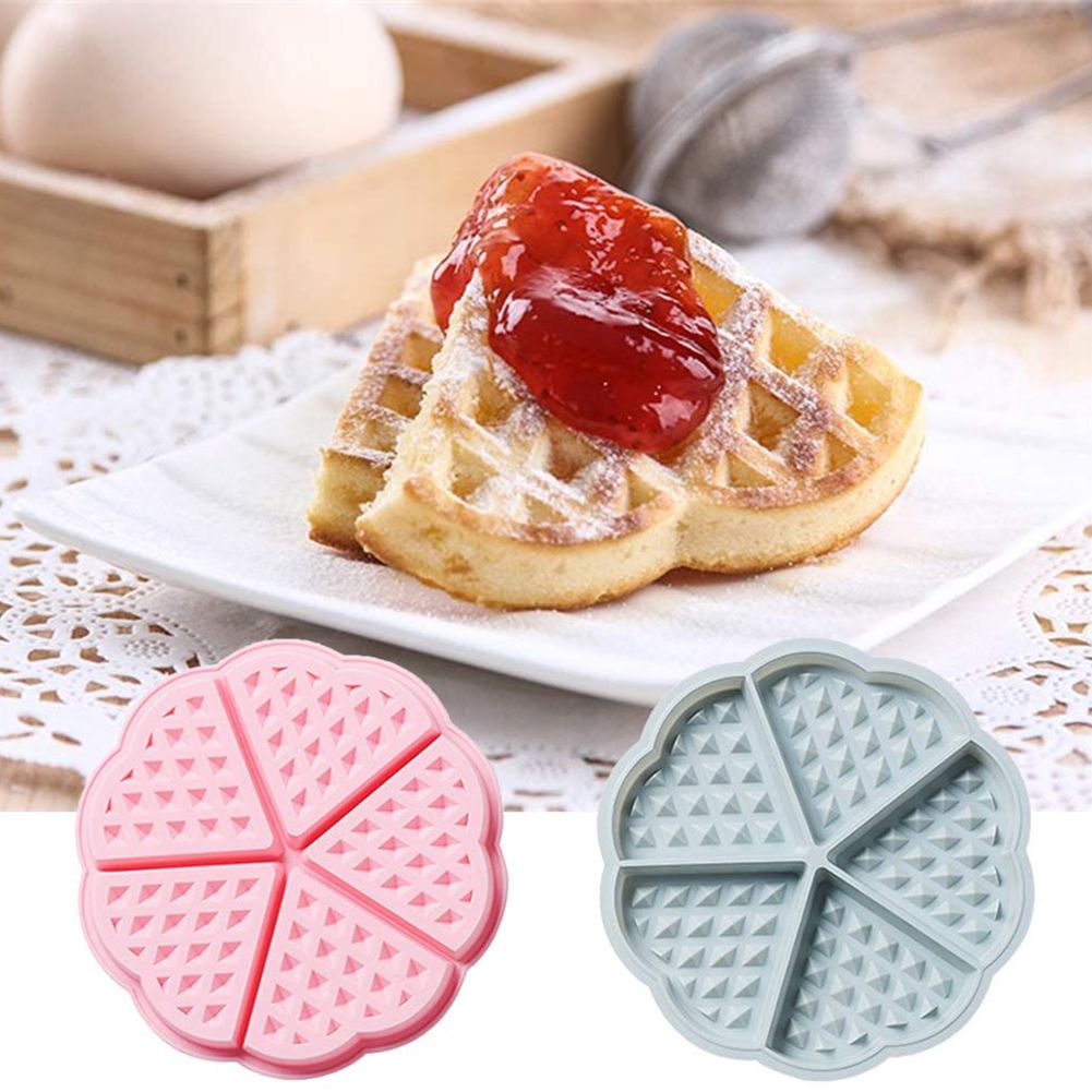 2PCS Silicone Waffle Mold 5 Cavity Heart Shaped Cake Muffin Pancake Mold for view 3