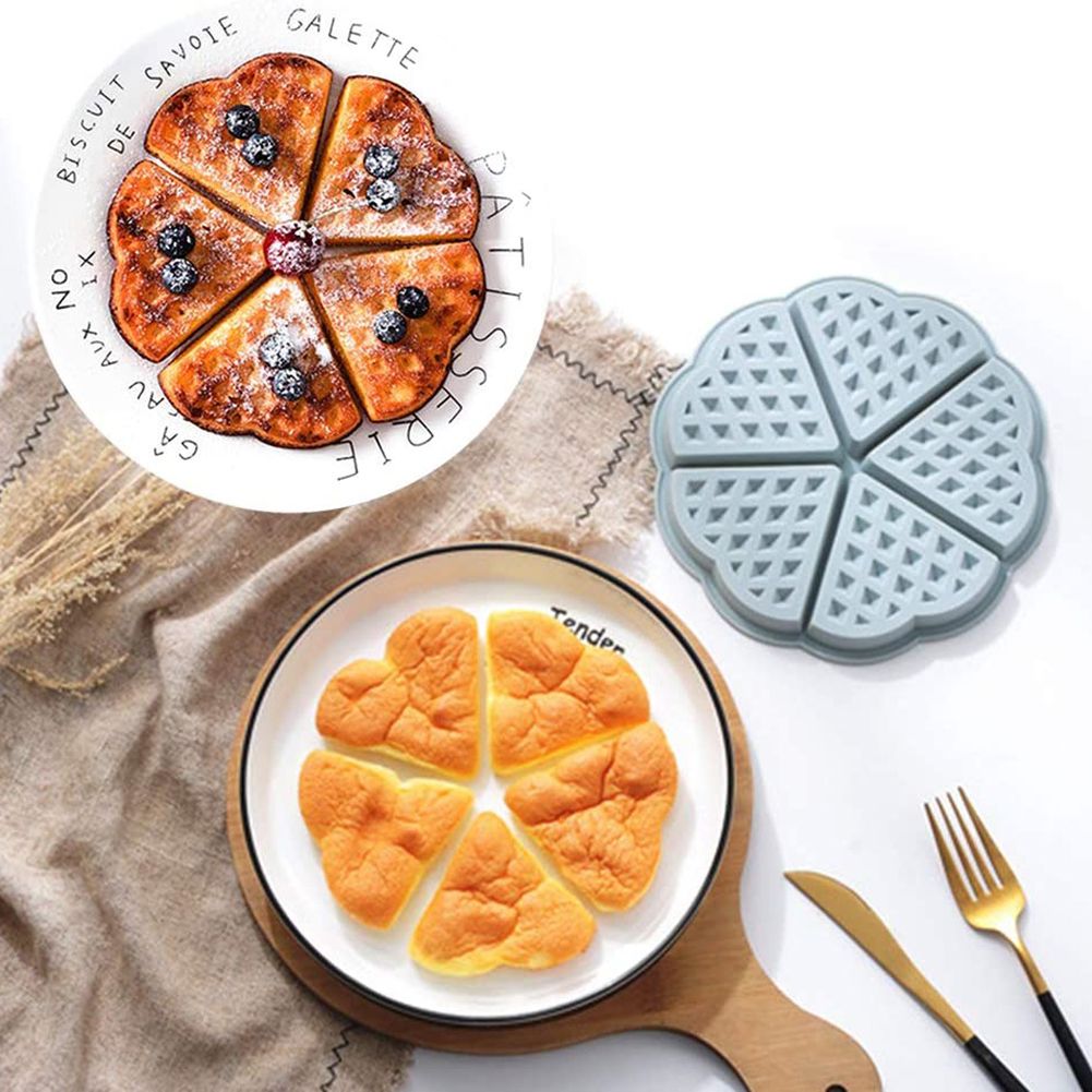 2PCS Silicone Waffle Mold 5 Cavity Heart Shaped Cake Muffin Pancake Mold for view 5