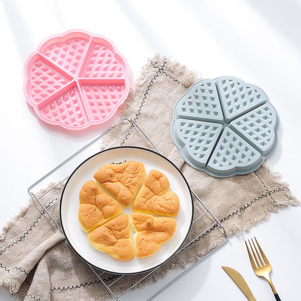 2PCS Silicone Waffle Mold 5 Cavity Heart Shaped Cake Muffin Pancake Mold for view 6