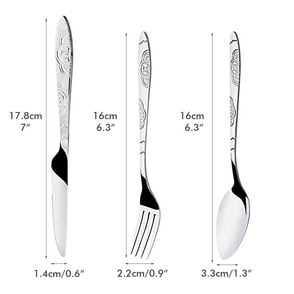 4PCS Cutlery Set Stainless Steel Cutlery for Cutter Fork Spoon Surface Carved view 8