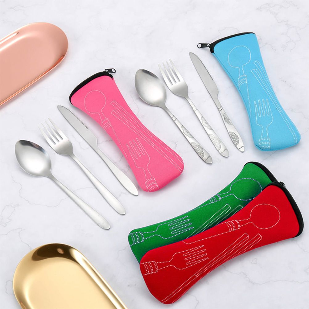 4PCS Cutlery Set Stainless Steel Cutlery for Cutter Fork Spoon Surface Carved view 6