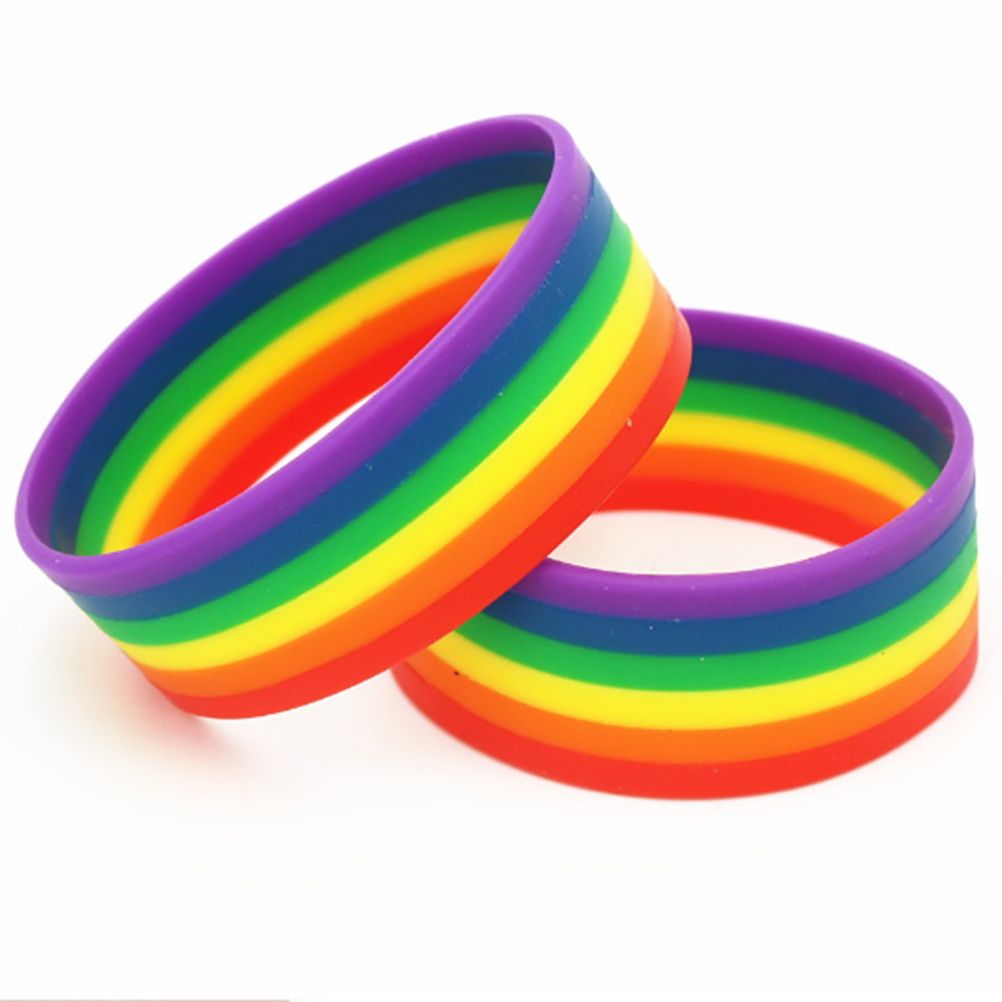 Universal Rainbow Bracelet Silicone Lesbian Pride Wristband Party Props