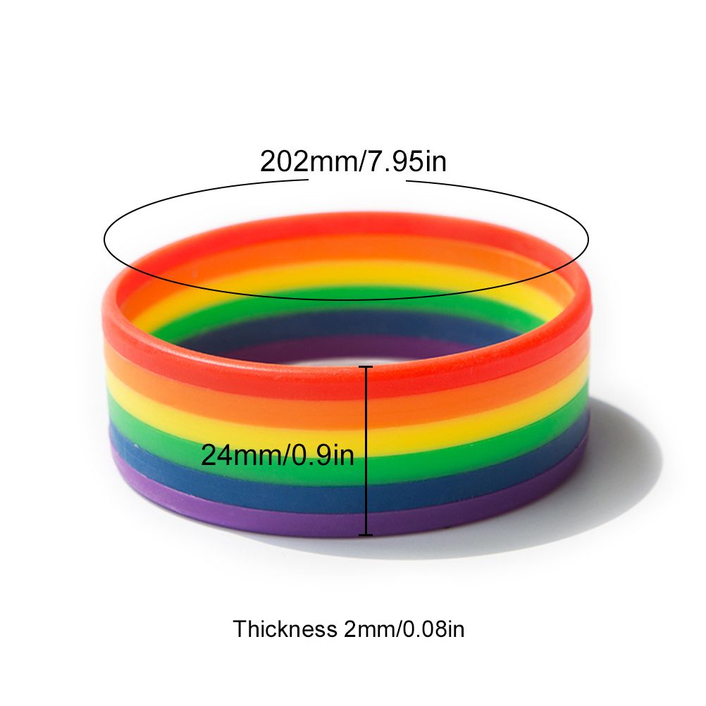 Universal Rainbow Bracelet Silicone Lesbian Pride Wristband Party Props view 3