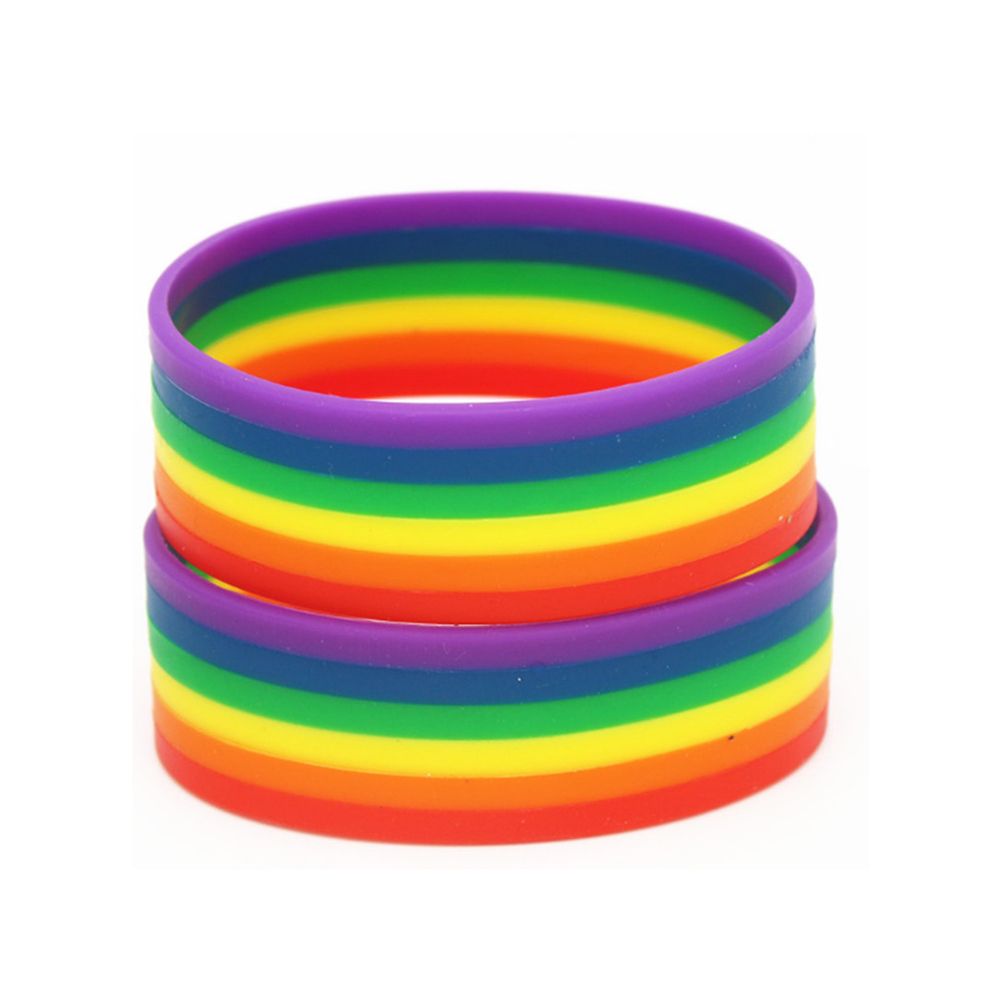 Universal Rainbow Bracelet Silicone Lesbian Pride Wristband Party Props view 4
