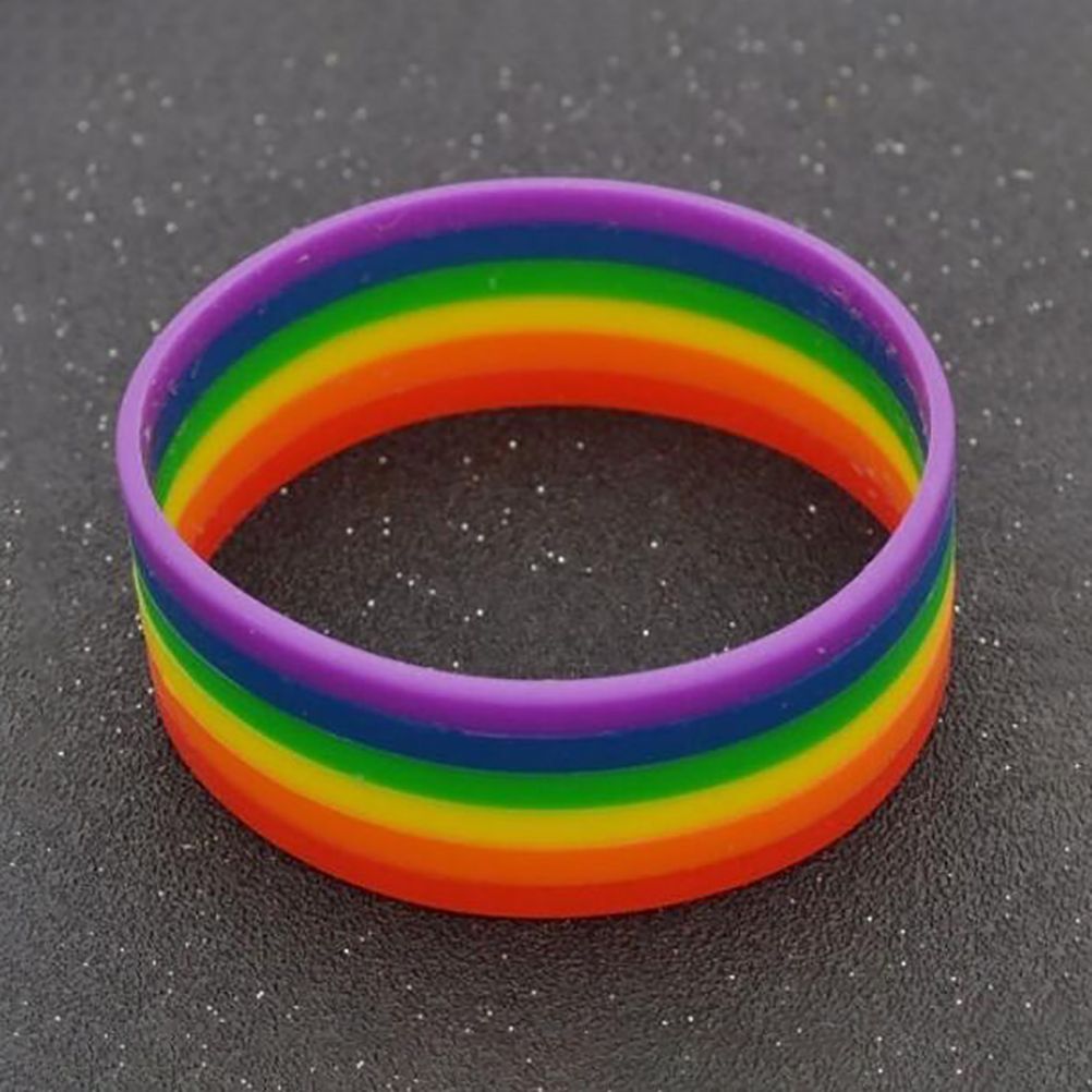 Universal Rainbow Bracelet Silicone Lesbian Pride Wristband Party Props view 9