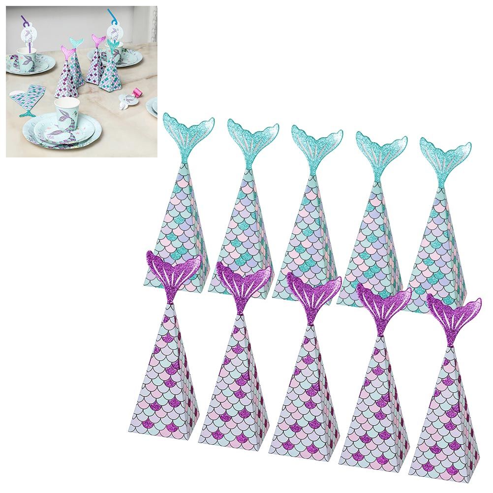 10Pcs Mermaid Party Favors Boxes Mermaid Gift Bags Box Kids Mermaid Party view 9