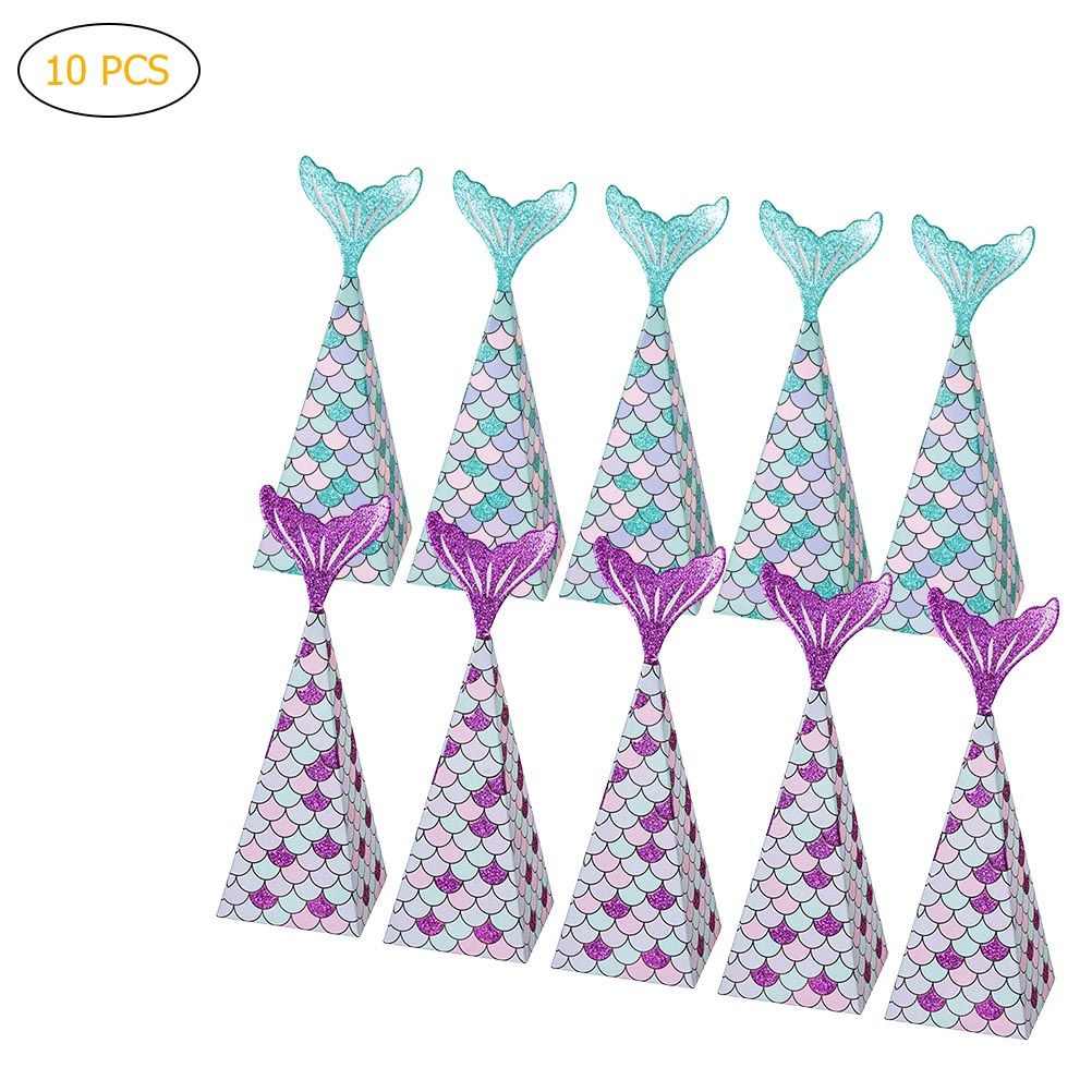 10Pcs Mermaid Party Favors Boxes Mermaid Gift Bags Box Kids Mermaid Party view 10
