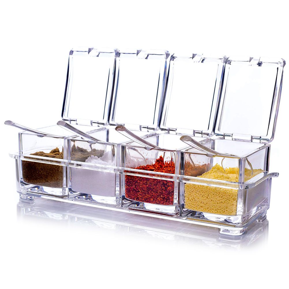 Four in One Waterproof and Moisture Proof Clear Seasoning Storage Container