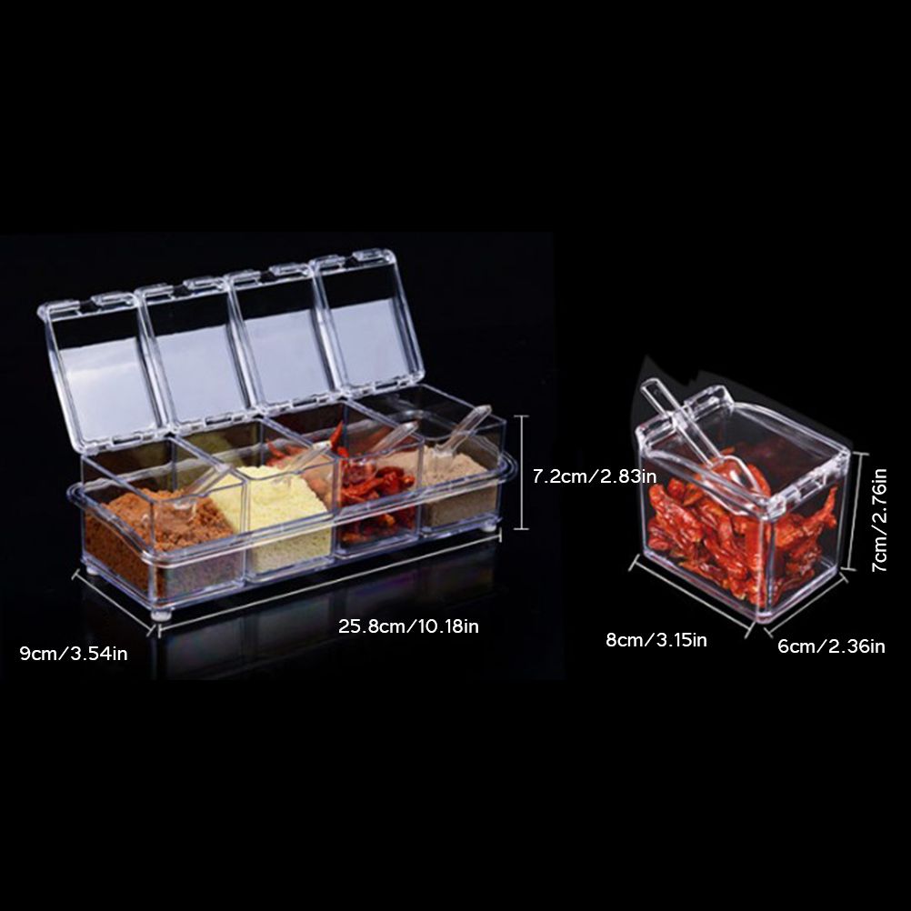 Four in One Waterproof and Moisture Proof Clear Seasoning Storage Container view 2