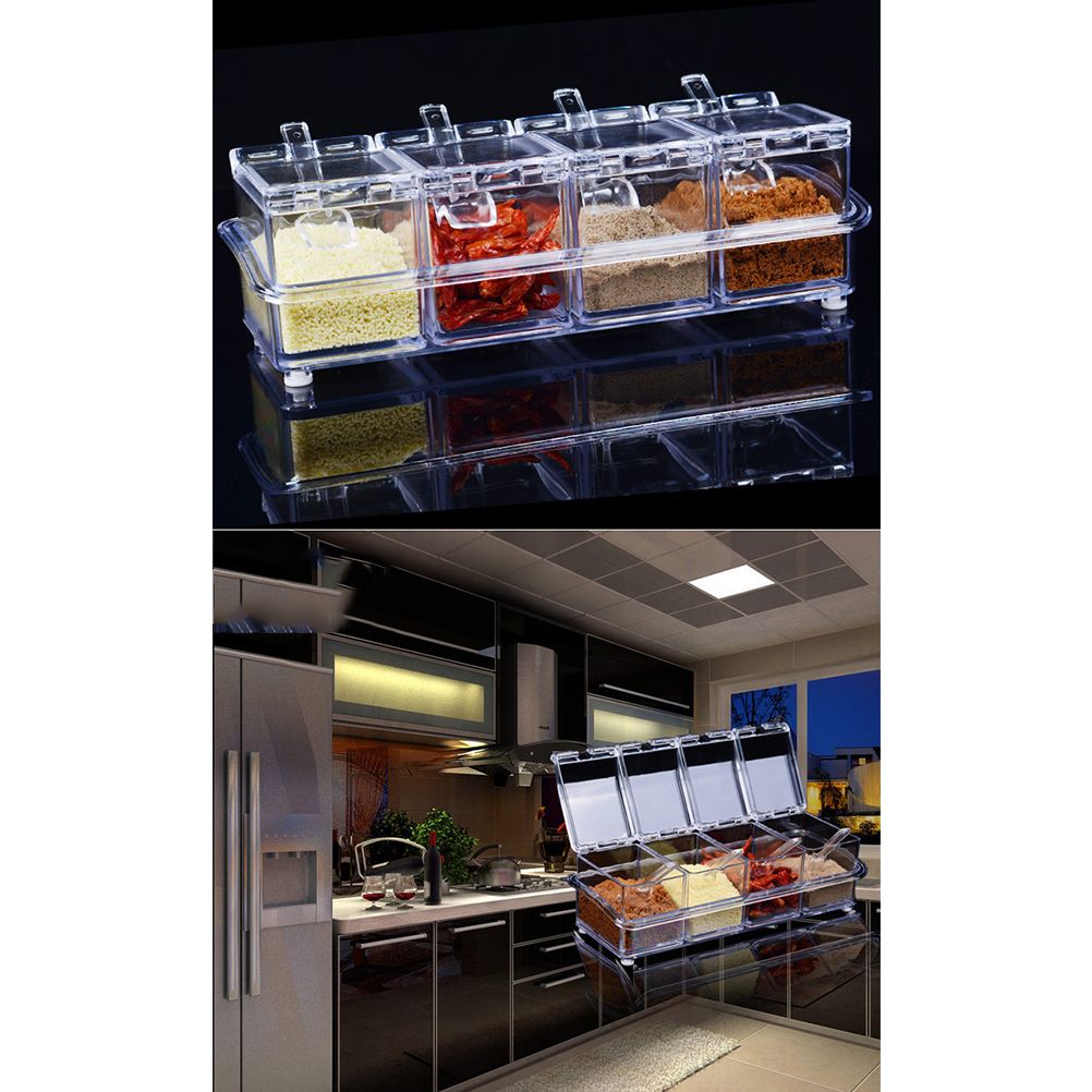 Four in One Waterproof and Moisture Proof Clear Seasoning Storage Container view 5