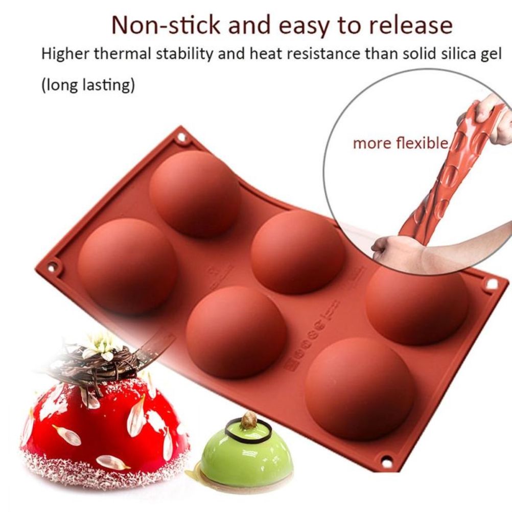 6 Cavity Semicircle Silicone Cake Mold Muffin Chocolate Baking Mold Pan DIY view 6