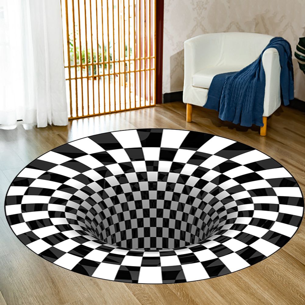 3D Round Carpet Rug Living Room Doormat Coffee Table Blanket 3D Optical view 2