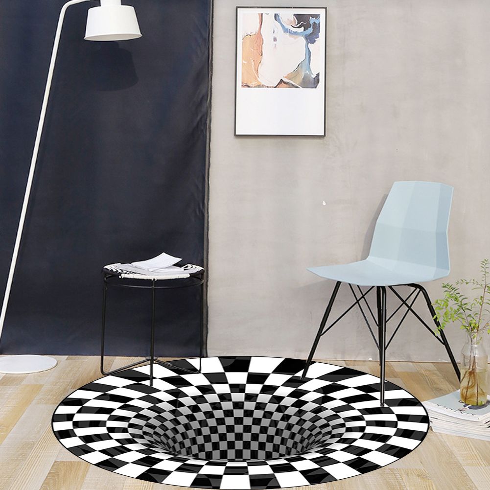 3D Round Carpet Rug Living Room Doormat Coffee Table Blanket 3D Optical view 4