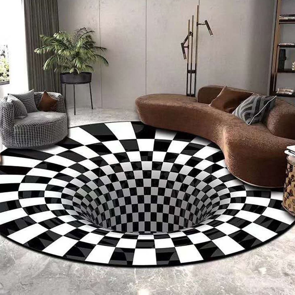 3D Round Carpet Rug Living Room Doormat Coffee Table Blanket 3D Optical view 5