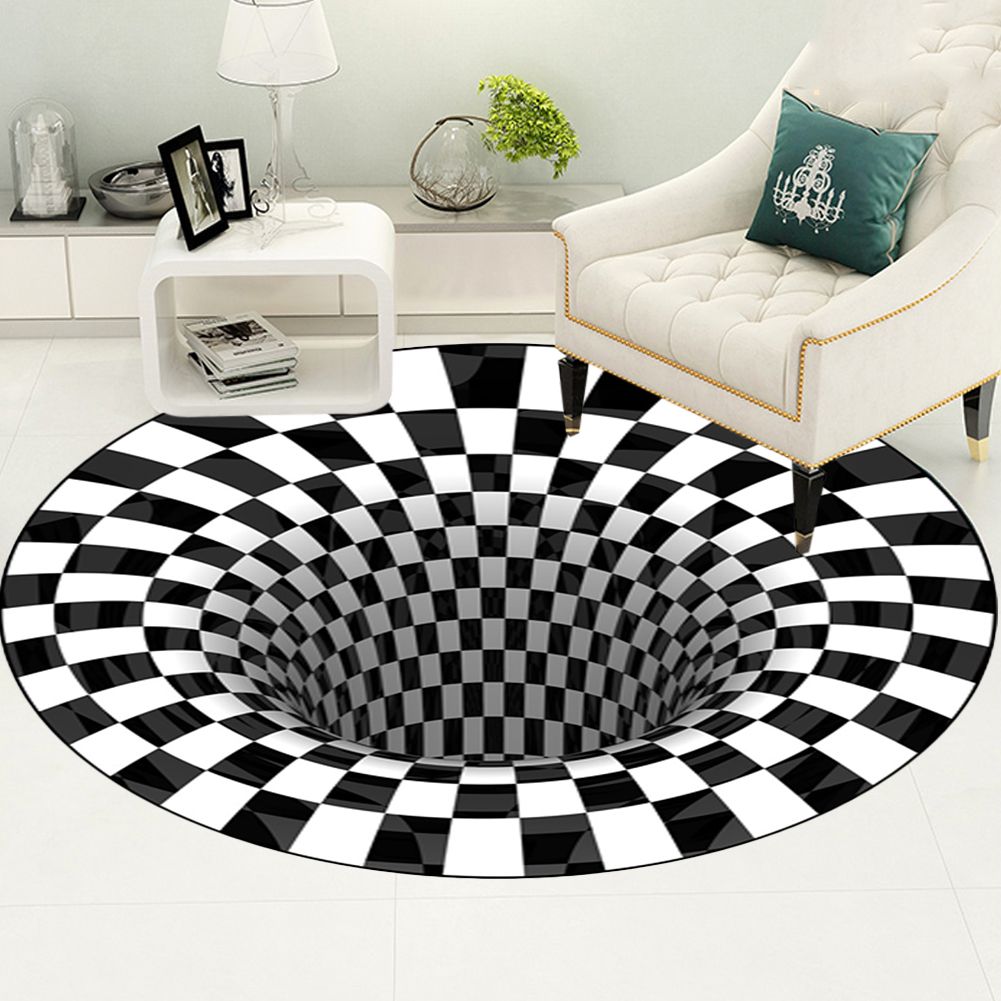 3D Round Carpet Rug Living Room Doormat Coffee Table Blanket 3D Optical view 3