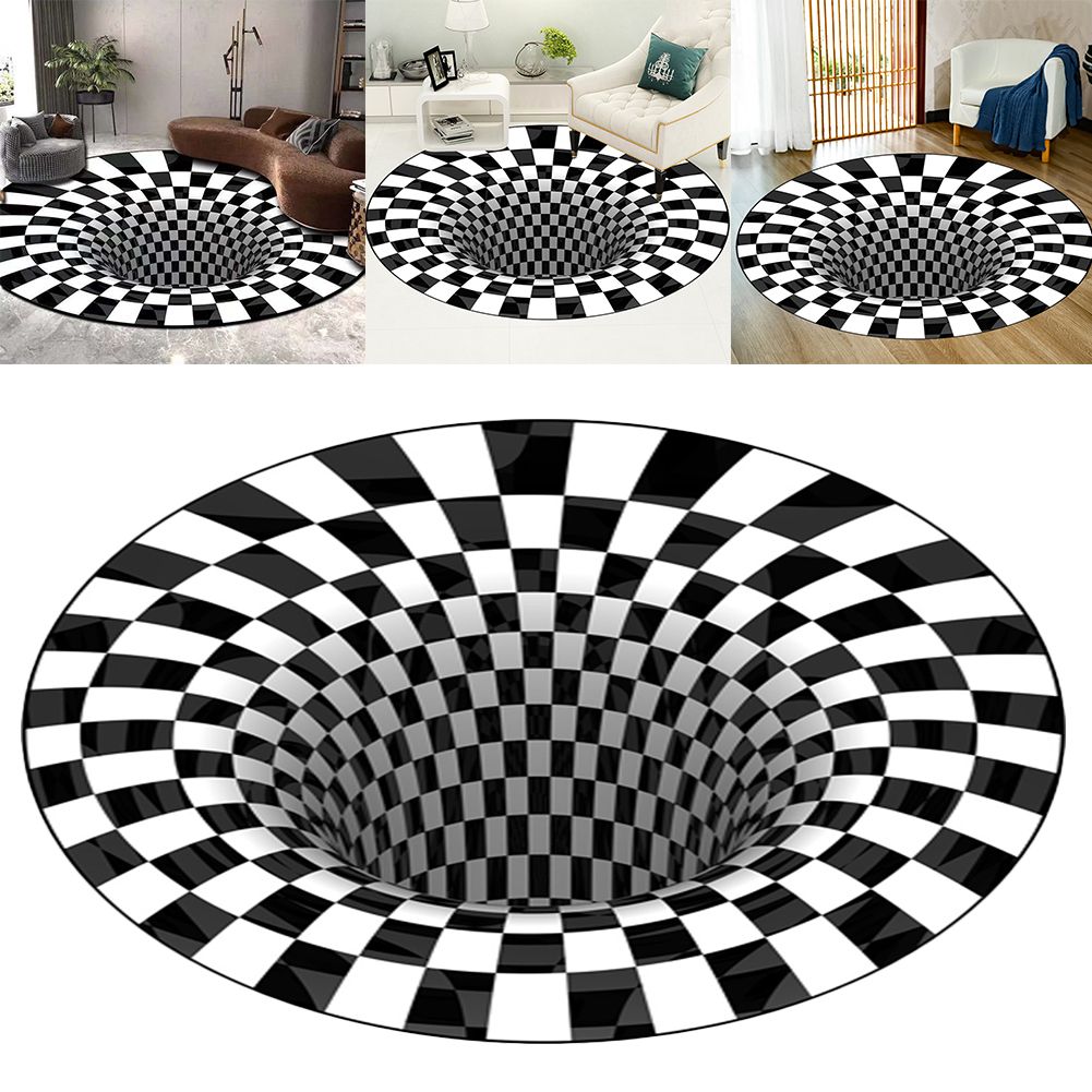 3D Round Carpet Rug Living Room Doormat Coffee Table Blanket 3D Optical view 10