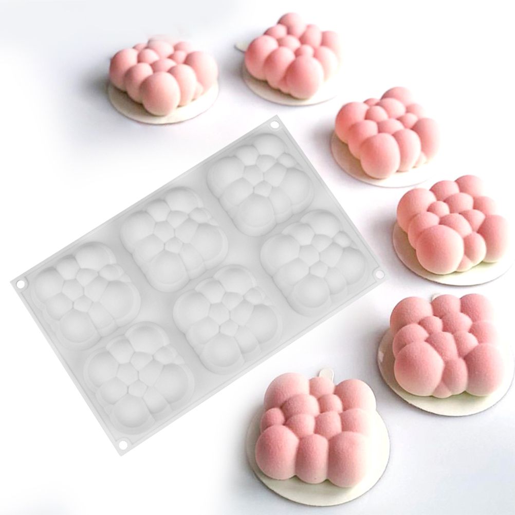 6 Cavities 3D Cloud Cake Mold Silicone Mousse Molds Bubble Molds for Baking view 2