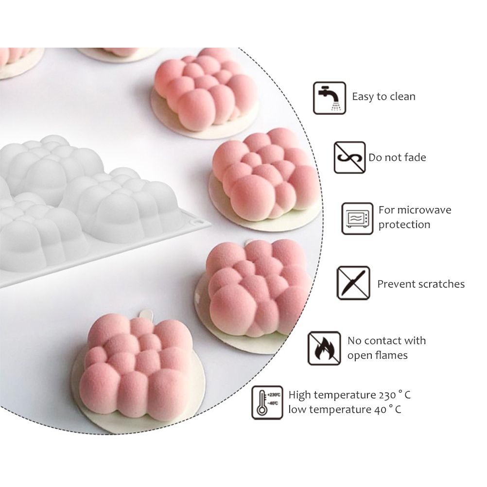 6 Cavities 3D Cloud Cake Mold Silicone Mousse Molds Bubble Molds for Baking view 10