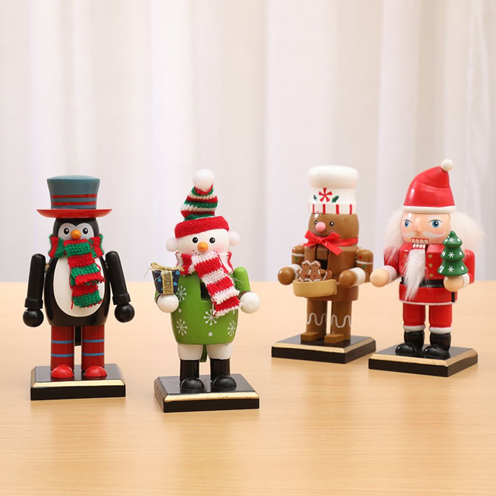 Christmas Wooden Nutcracker Ornaments Nutcracker Figures Toy Puppet Desktop view 2