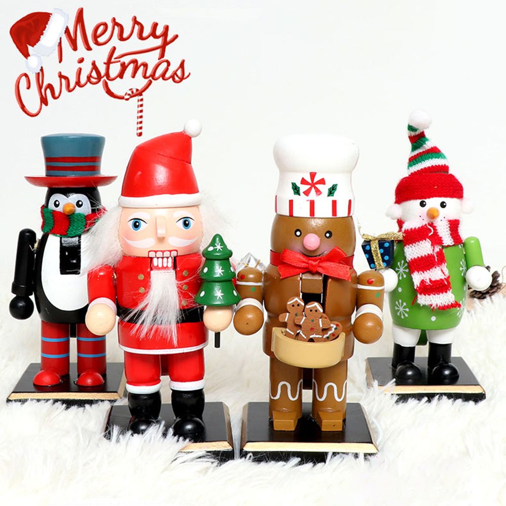 Christmas Wooden Nutcracker Ornaments Nutcracker Figures Toy Puppet Desktop view 4