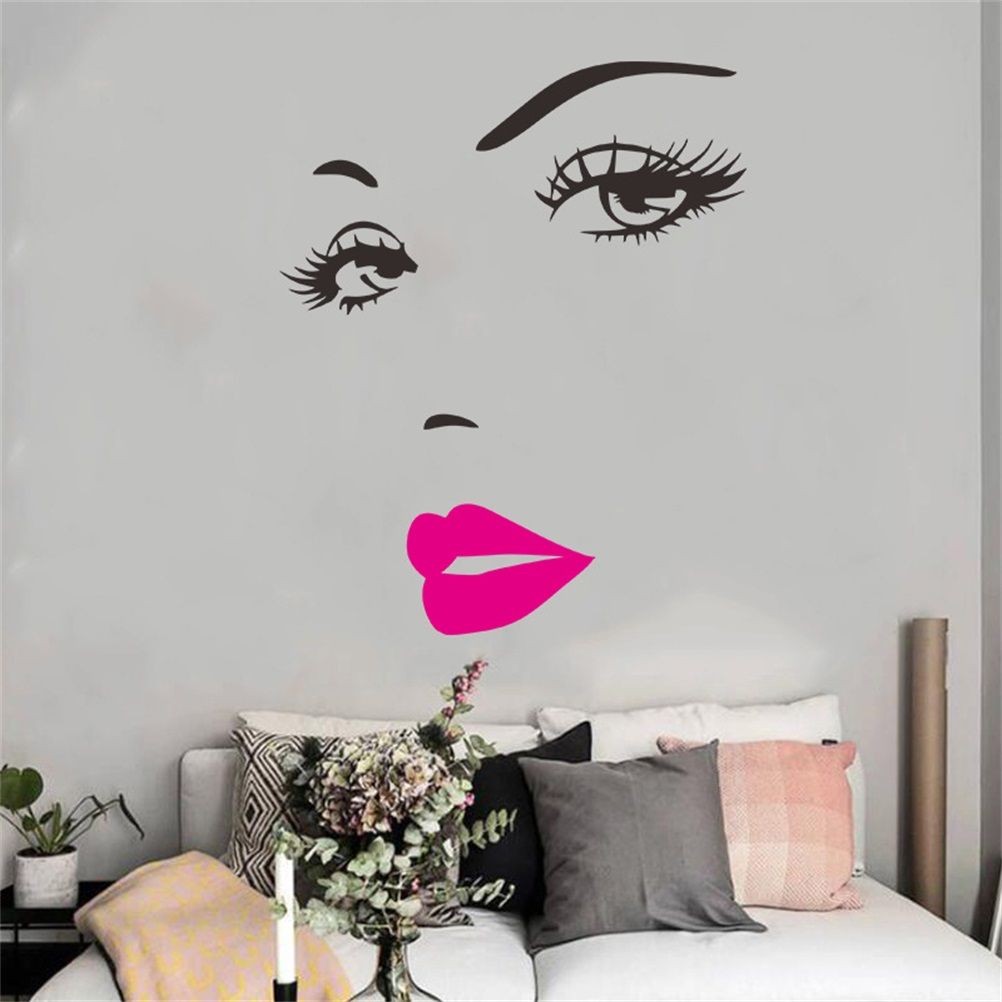 Beautiful Women Face and Red Lips Wall Sticker Home Living Room Bedroom Decoration view 8