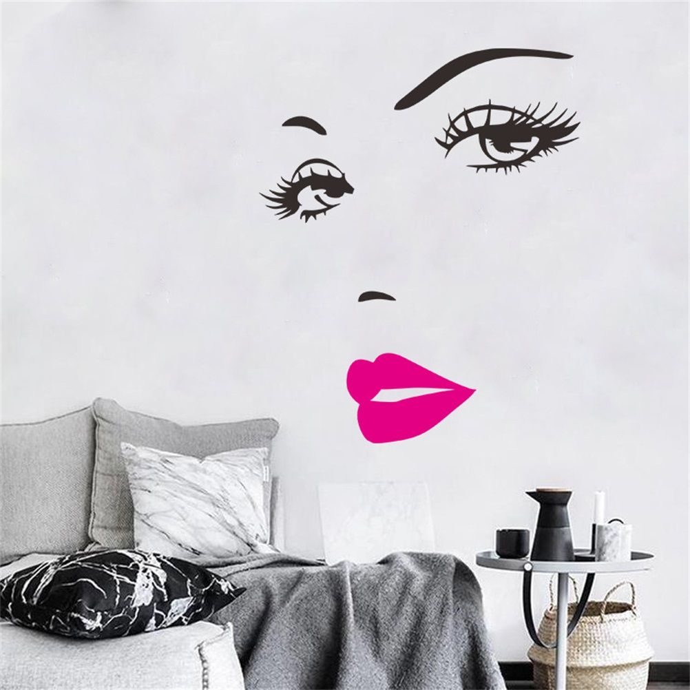 Beautiful Women Face and Red Lips Wall Sticker Home Living Room Bedroom Decoration view 11