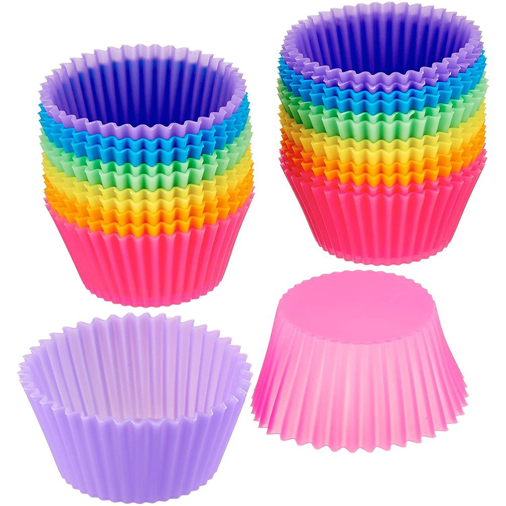 24Pcs Baking Cups Reusable Silicone Cake Cups Non Stick Baking Cups view 2