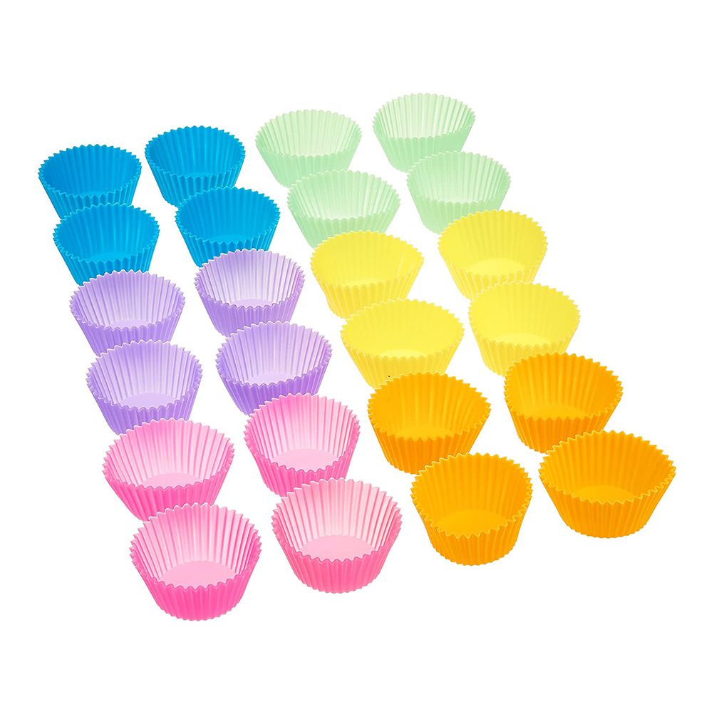 24Pcs Baking Cups Reusable Silicone Cake Cups Non Stick Baking Cups view 3