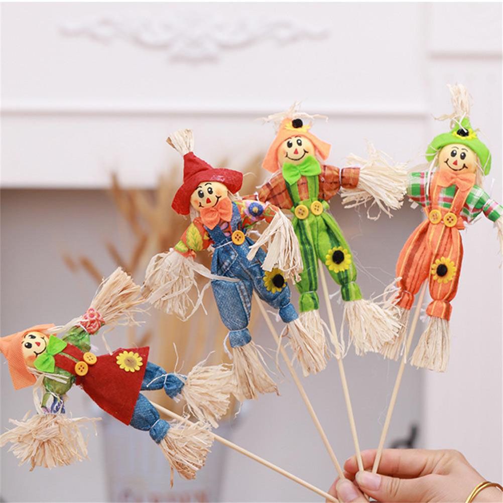 4PCS Standing Scarecrow Cute Fall Garden Scarecrow Ornament for Halloween view 3