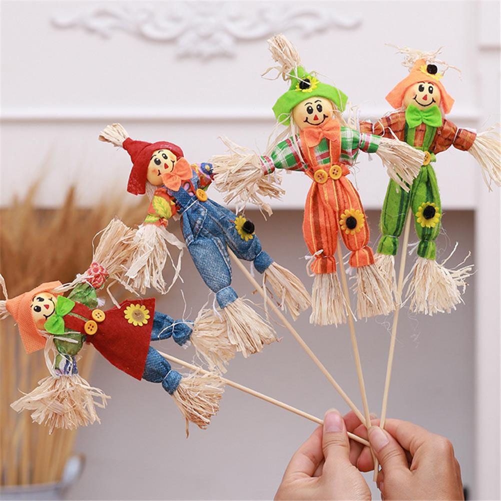 4PCS Standing Scarecrow Cute Fall Garden Scarecrow Ornament for Halloween view 5