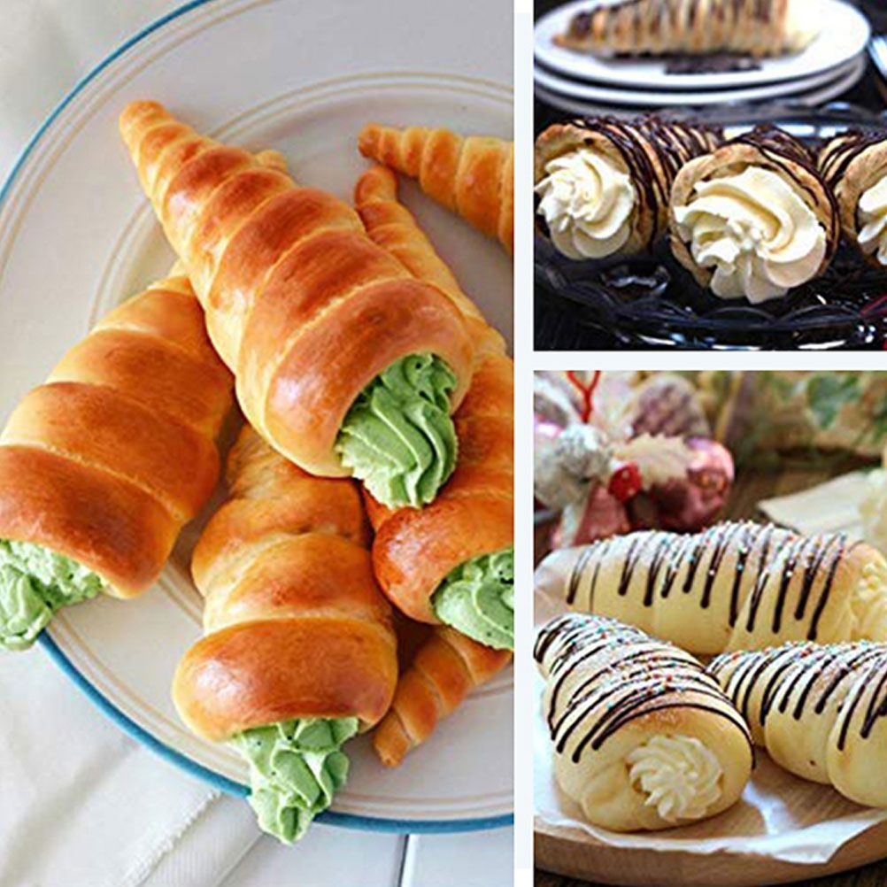 12PCS Stainless Steel Baking Cone DIY Baking Tool Spiral Croissants Mold view 3