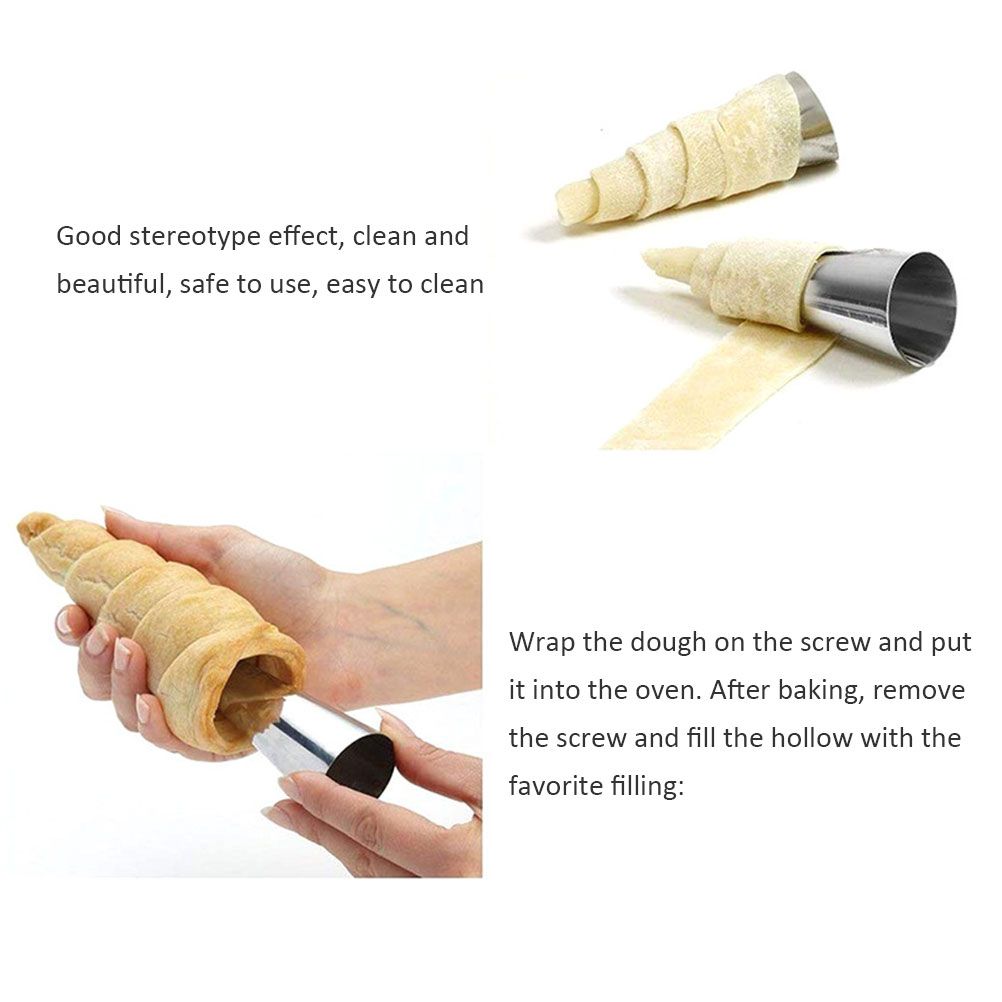 12PCS Stainless Steel Baking Cone DIY Baking Tool Spiral Croissants Mold view 5