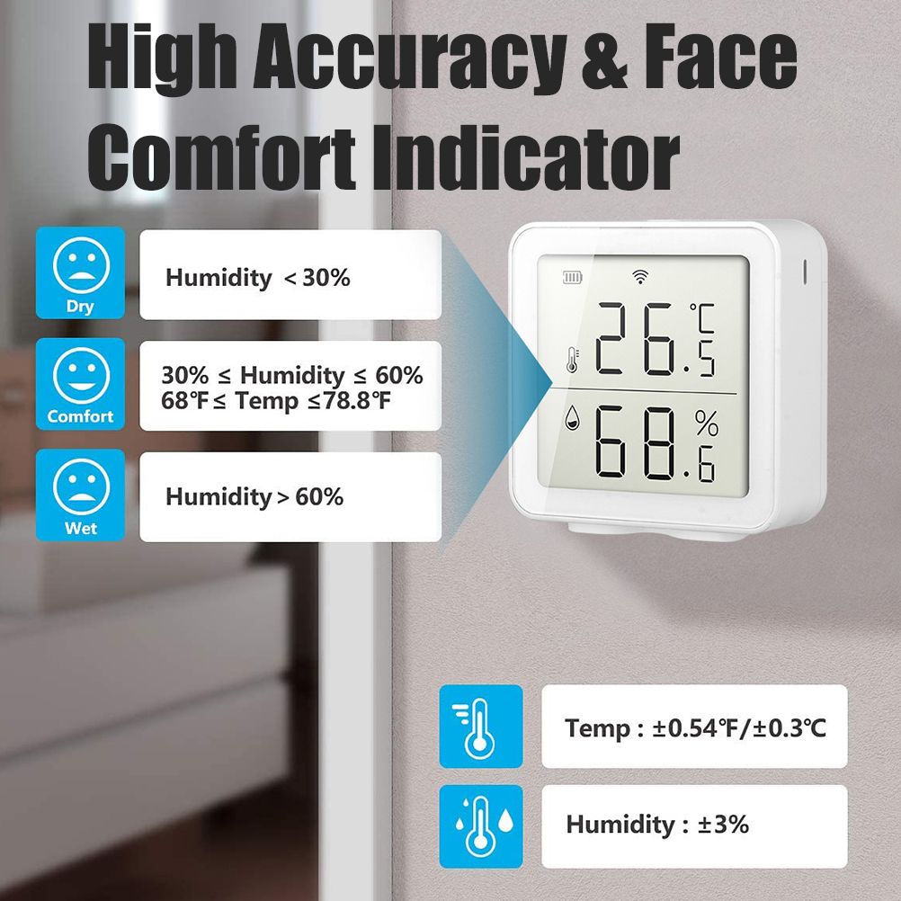 Smart WiFi Humidity Sensor Hygrometer Outdoor Indoor Thermometer Digital LCD view 6
