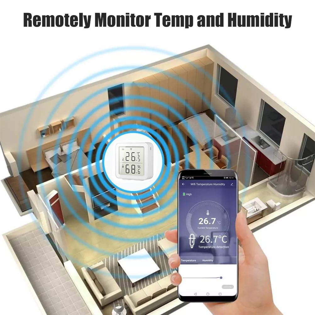 Smart WiFi Humidity Sensor Hygrometer Outdoor Indoor Thermometer Digital LCD view 10