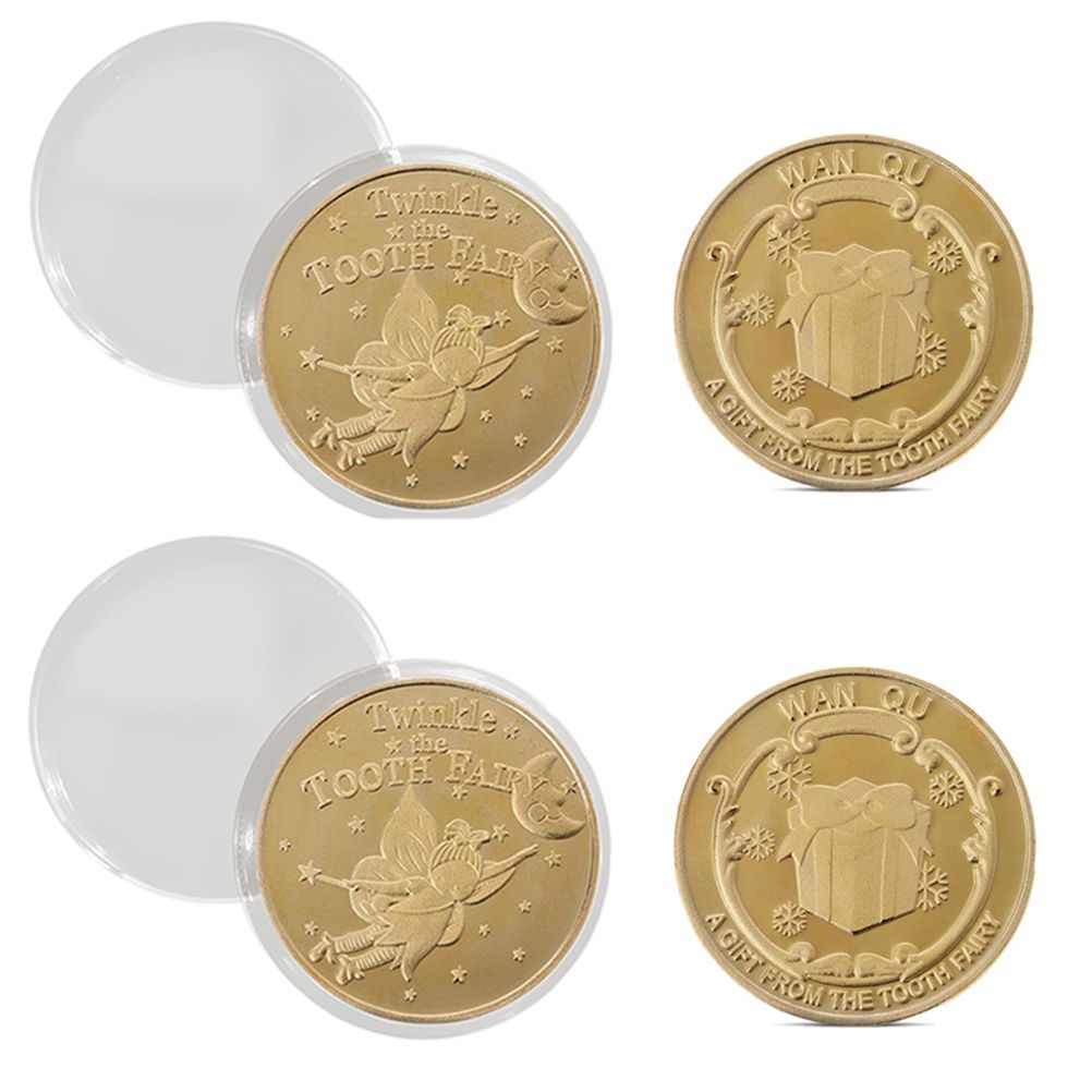 4Pcs Tooth Fairy Coin Golden Zinc Alloy Coin Reward Collection Coin Experience