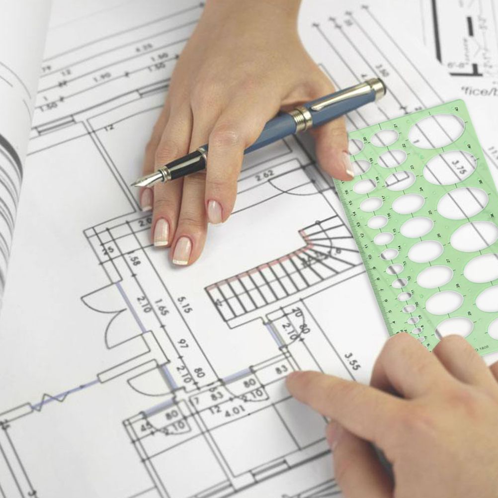 9Pcs Drawings Templates Measuring Geometric Rulers Plastic Draft Rulers for view 2