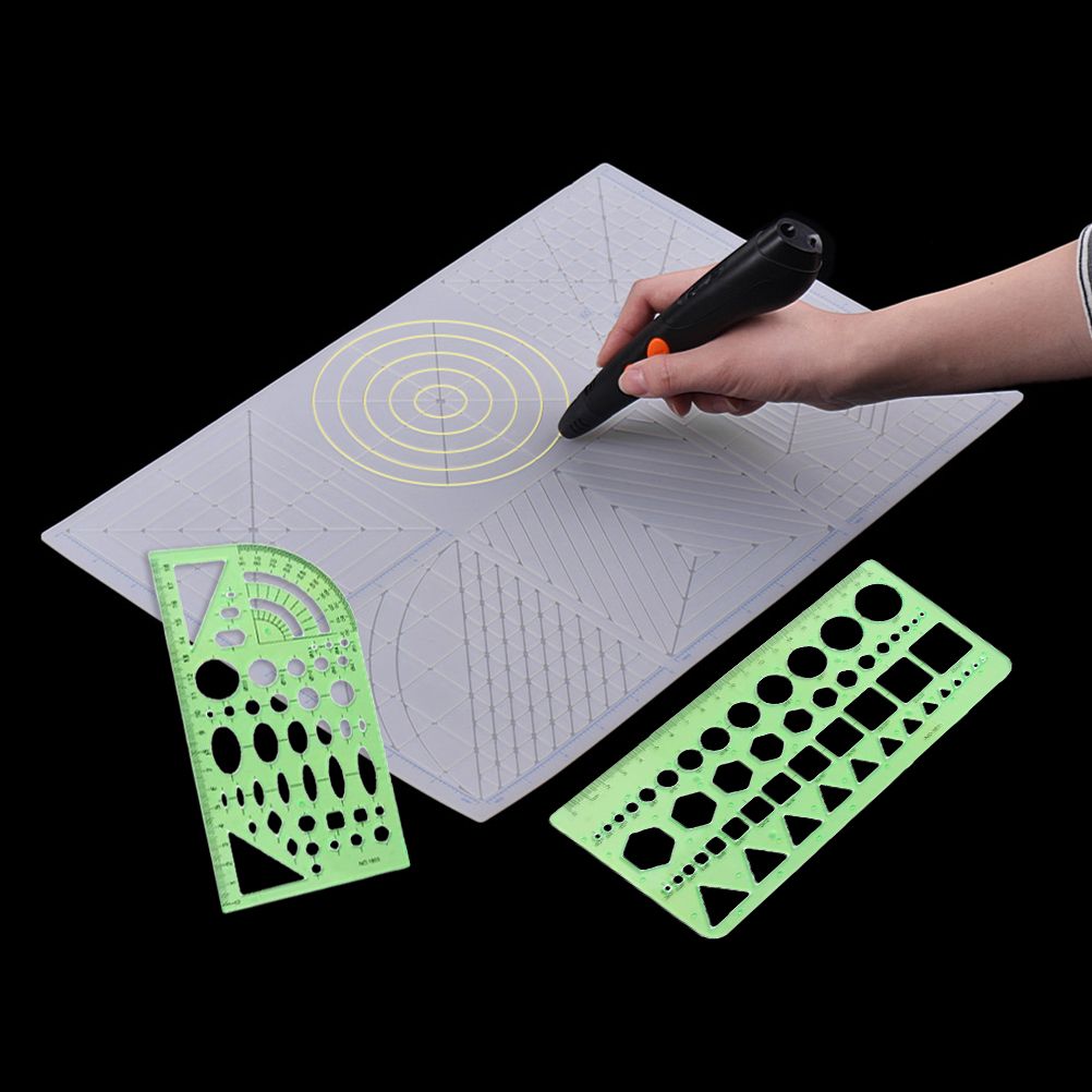 9Pcs Drawings Templates Measuring Geometric Rulers Plastic Draft Rulers for view 6