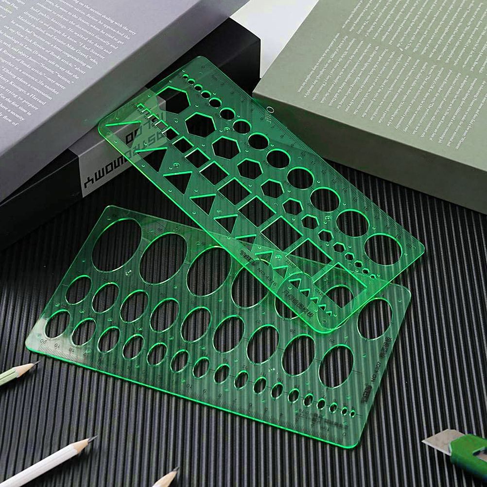 9Pcs Drawings Templates Measuring Geometric Rulers Plastic Draft Rulers for view 8