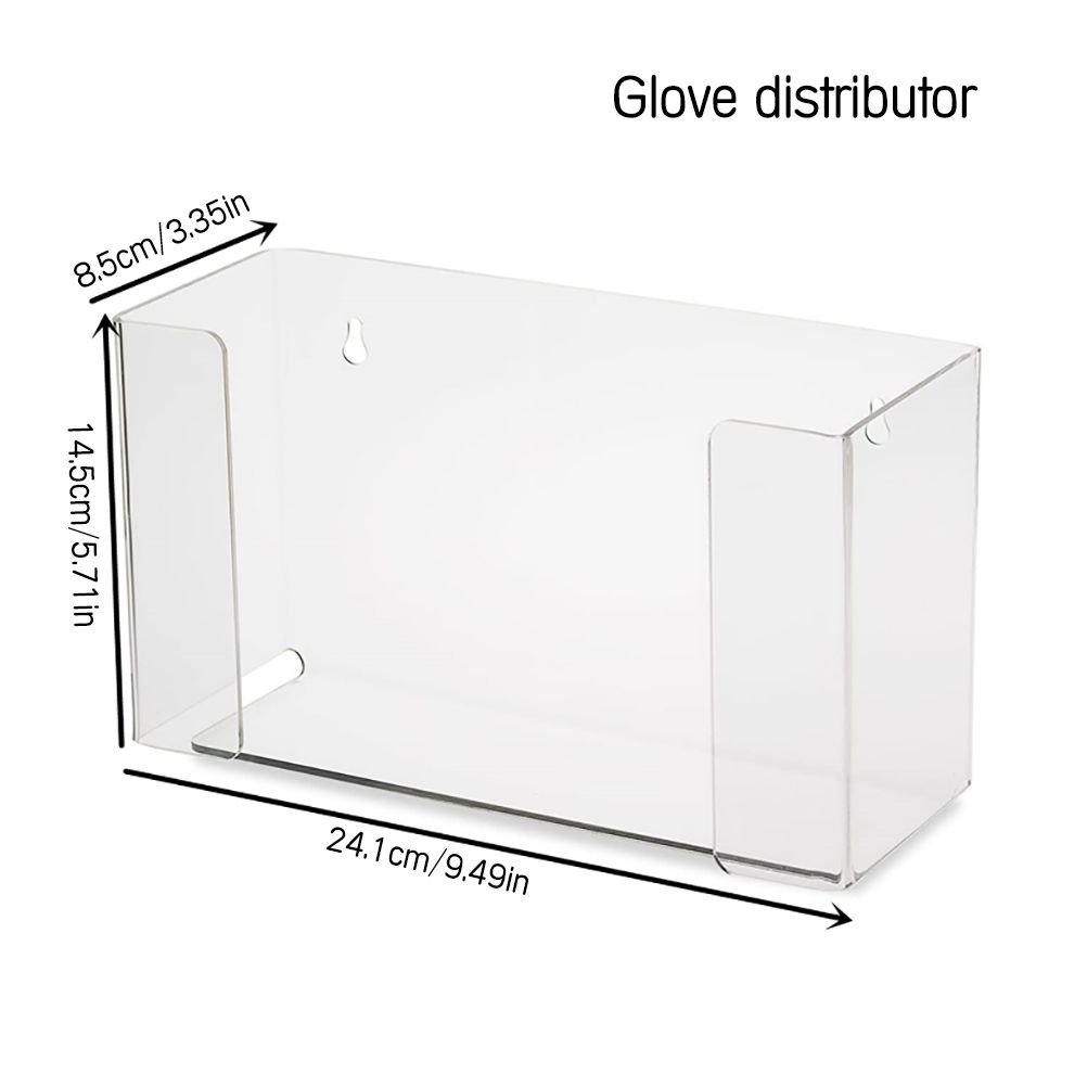 Dustproof Transparent Disposable Gloves Dispenser Wall Mount Clear Acrylic