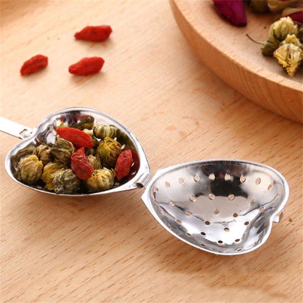 4PCS Stainless Steel Heart Shape Tea Infuser Long Handle Filter Tea Filter for view 4