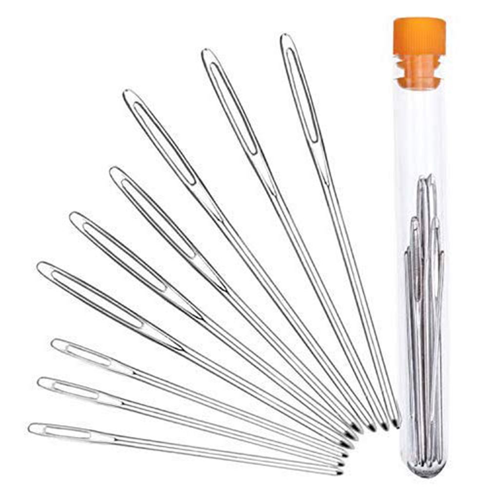 9Pcs Large Eye Blunt Needles Stainless Steel Yarn Knitting Needles Sewing