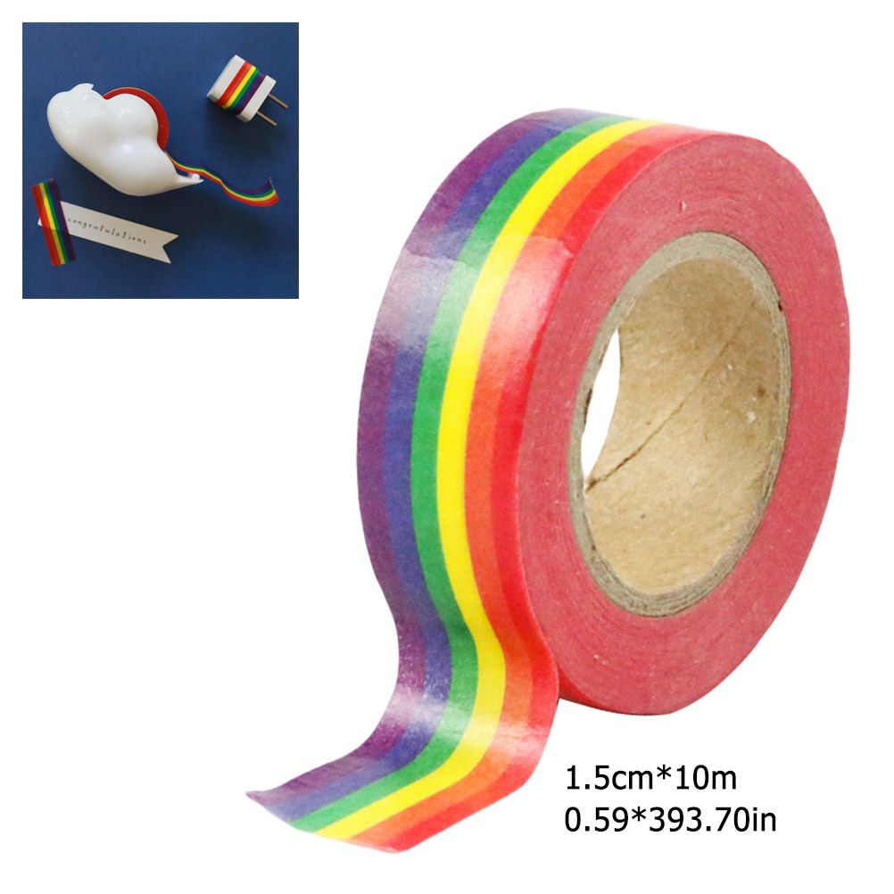 100CM Colorful Rainbow Adhesive Paper Tape School Office Supplies DIY view 2