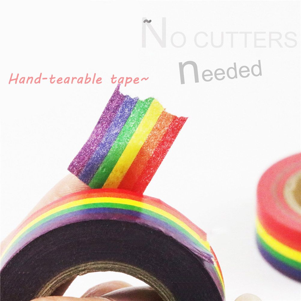 100CM Colorful Rainbow Adhesive Paper Tape School Office Supplies DIY view 3