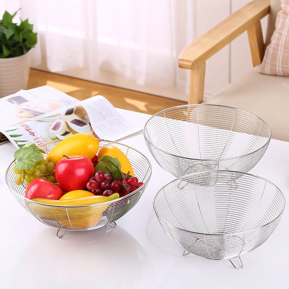 Stainless Steel Fruit Basket Kitchen Fruit Decorative Bowl Vegetable Drain Basket view 2