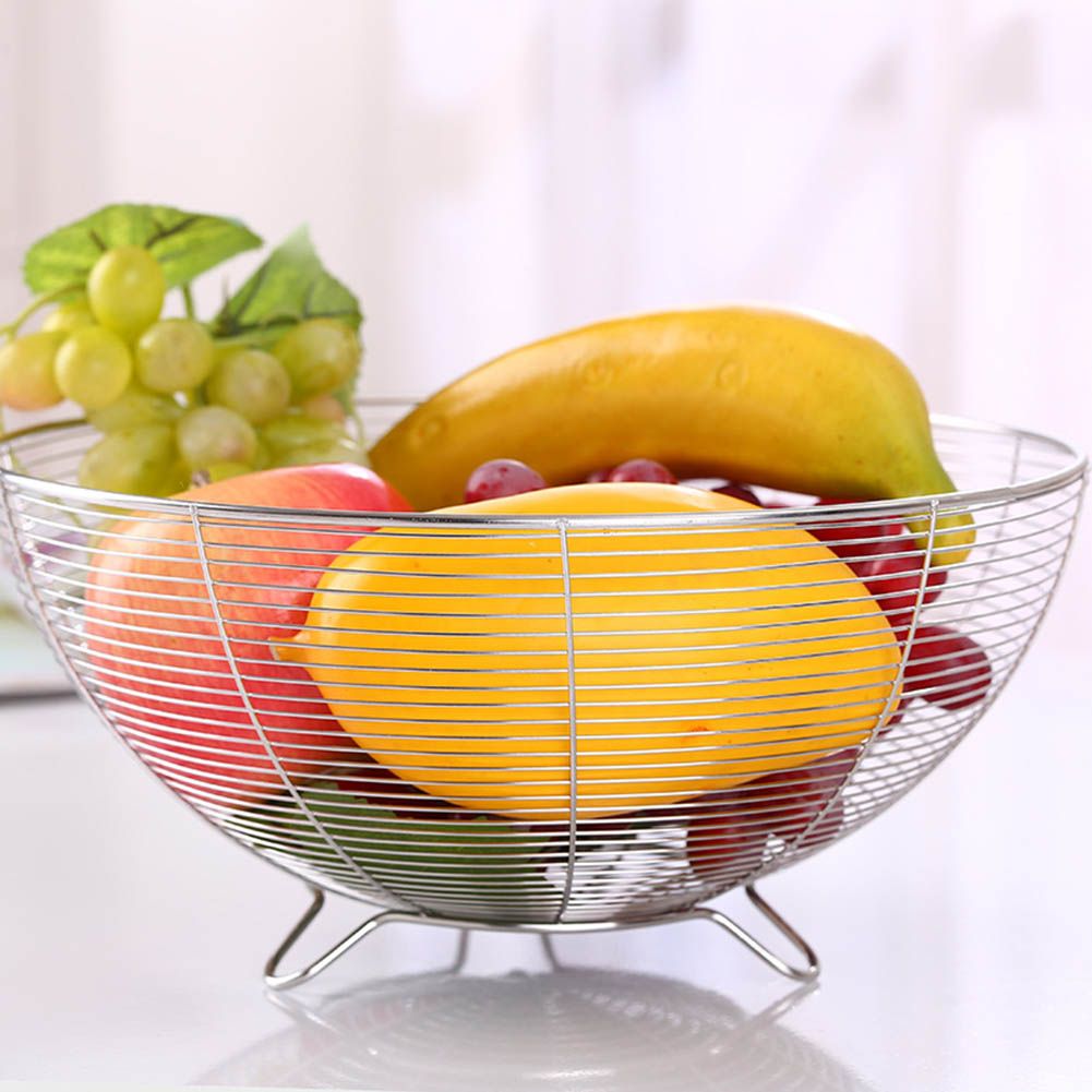 Stainless Steel Fruit Basket Kitchen Fruit Decorative Bowl Vegetable Drain Basket view 3