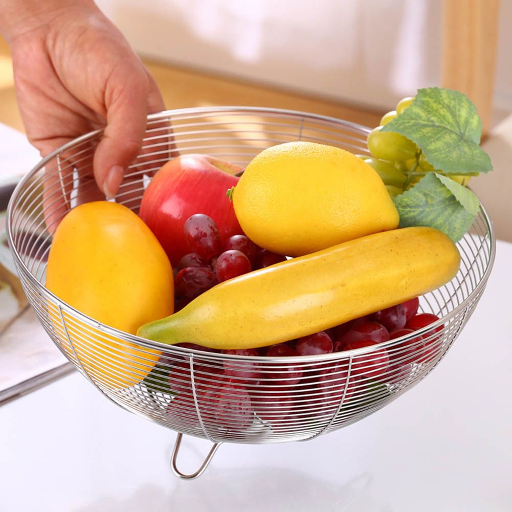 Stainless Steel Fruit Basket Kitchen Fruit Decorative Bowl Vegetable Drain Basket view 5