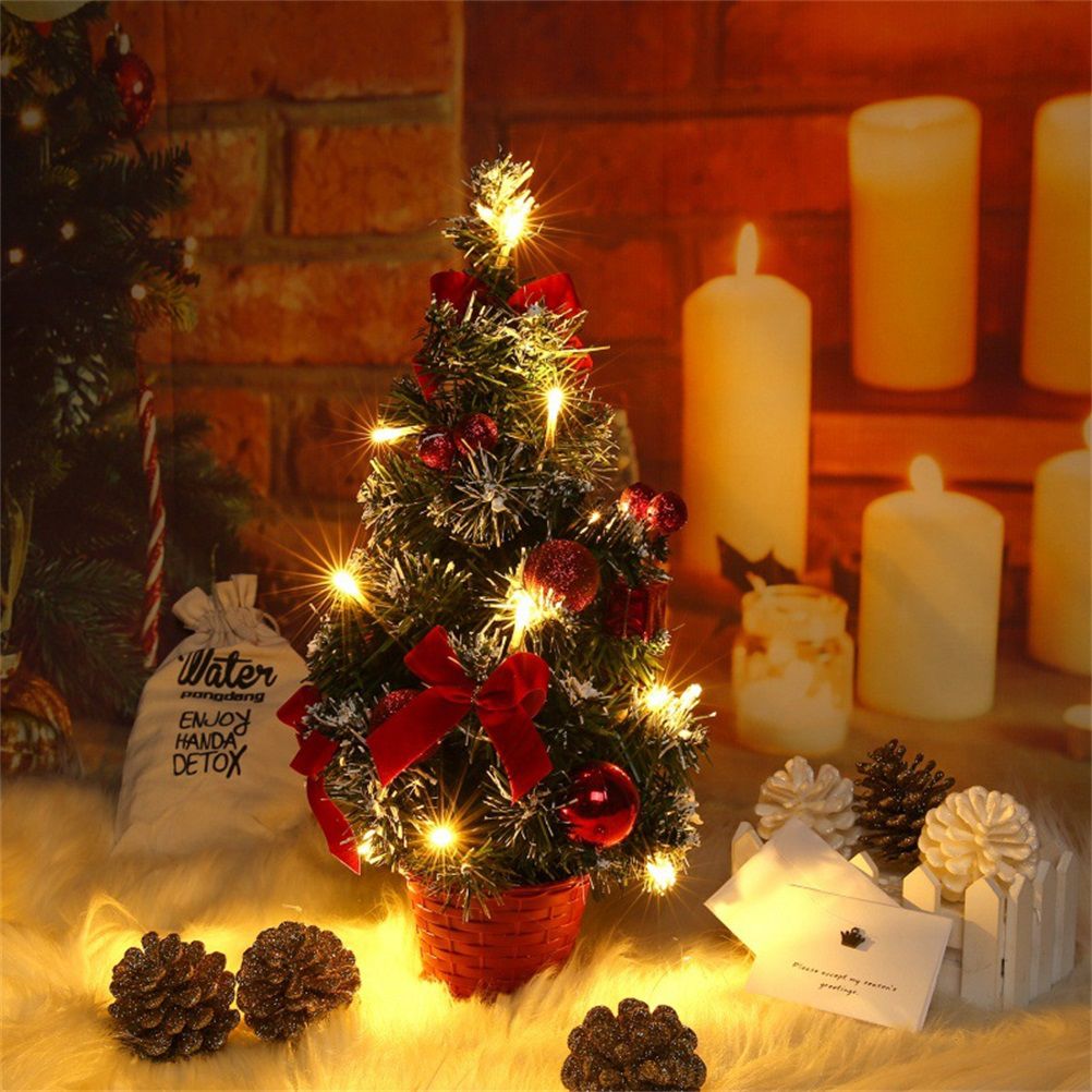 40cm Artificial Tabletop Christmas Tree Mini Xmas Decoration Tree with LED view 6
